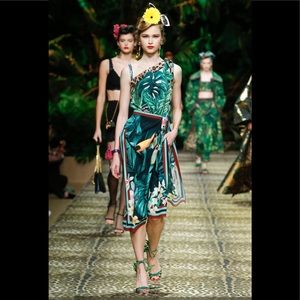 Dolce & Gabbana Sicilian Jungle-print One-shoulder Charmeuse Foulard Dress